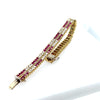 Ruby & Diamond Double Alternating Row Tennis Bracelet 18K Yellow Gold