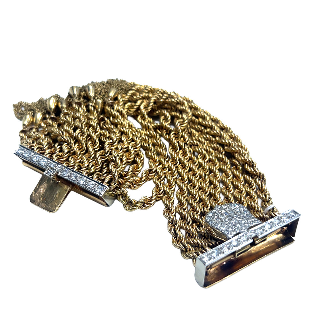 Pre-Owned 18K Yellow Gold 9 Strand Diamond Bracelet