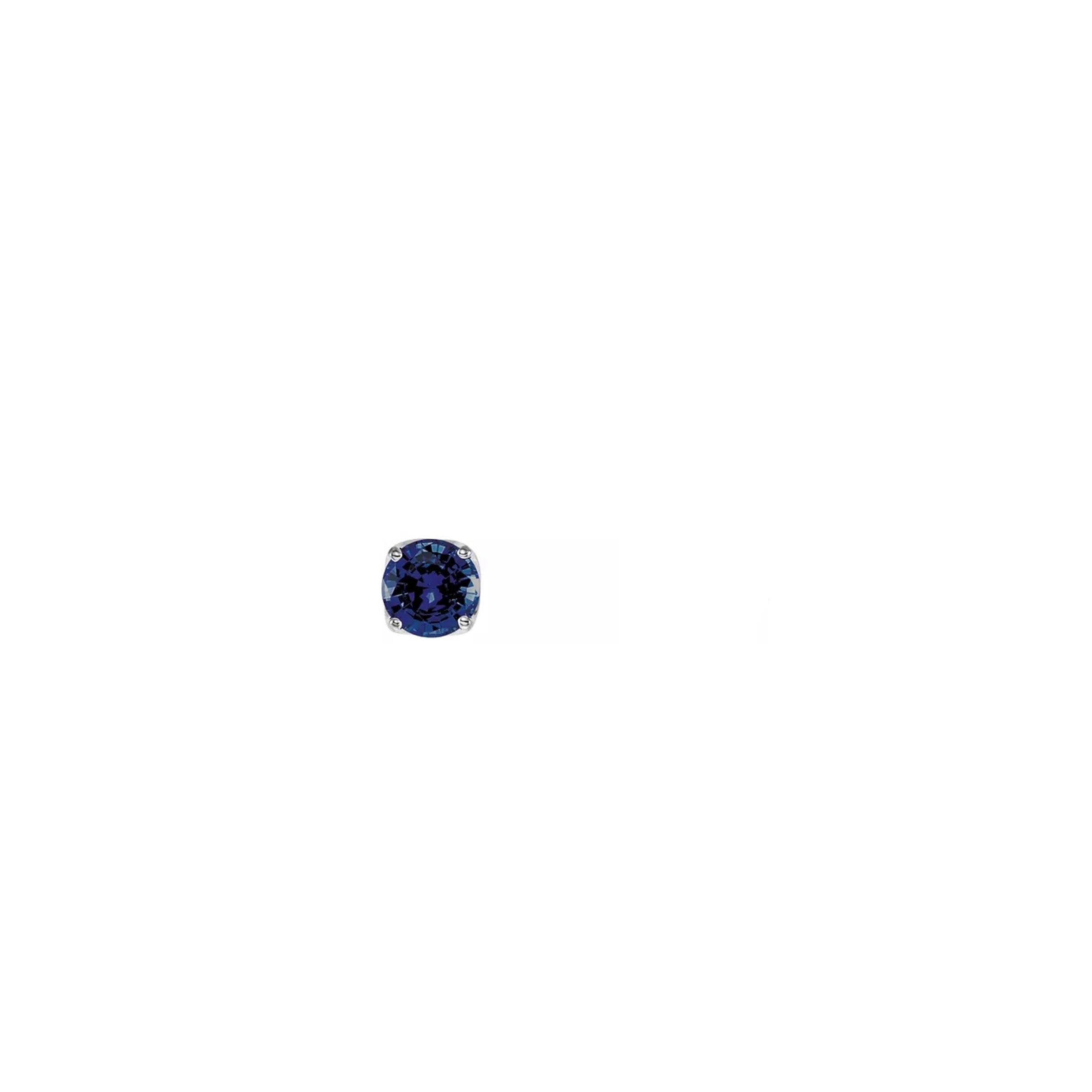 14K White Gold Single Sapphire Stud Earring
