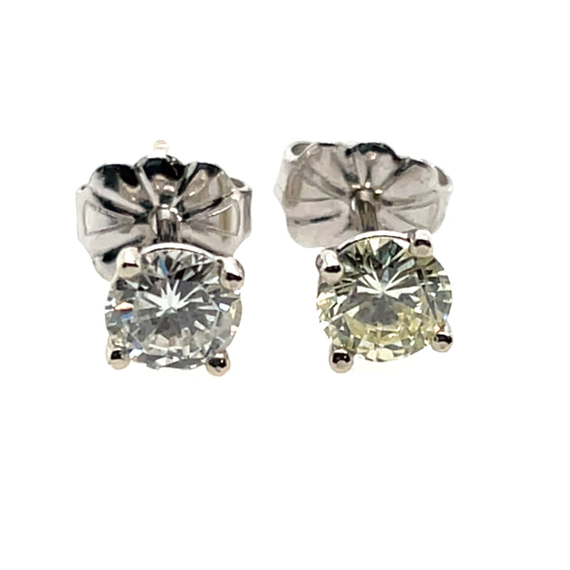 Pre-Owned 14K White Gold Round Diamond Stud Earrings .75 carats - NAGI