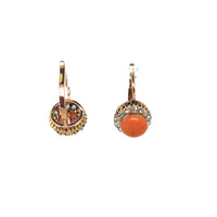 Pre-Owned 14K Yellow Gold Coral Diamond Earrings