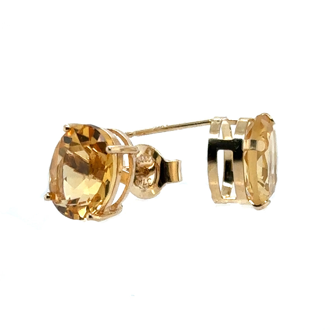 Pre-Owned 14K Yellow Gold Oval Citrine Stud Earrings