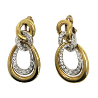 Pre-Owned 18K Two-Tone Diamond Loop Earrings, Clipbacks