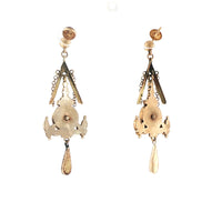 Pre-Owned 14K Yellow Gold Onyx and Pearl Dangle Earrings