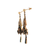Pre-Owned 14K Yellow Gold Onyx and Pearl Dangle Earrings