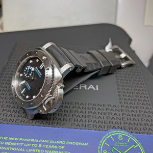 Pre-owned Panerai PAM00973 Submersible Blue Limited Steel Watch 42mm