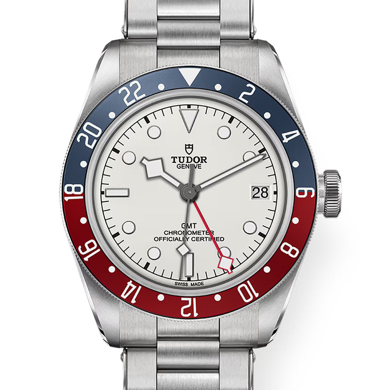 Pre-owned Tudor Black Bay GMT Silver "Pepsi" Bezel 41mm M79830RB-0010 Watch
