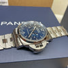 Pre-owned Panerai PAM01110 Blue Luminor Chronograph Steel Limited Watch 44mm
