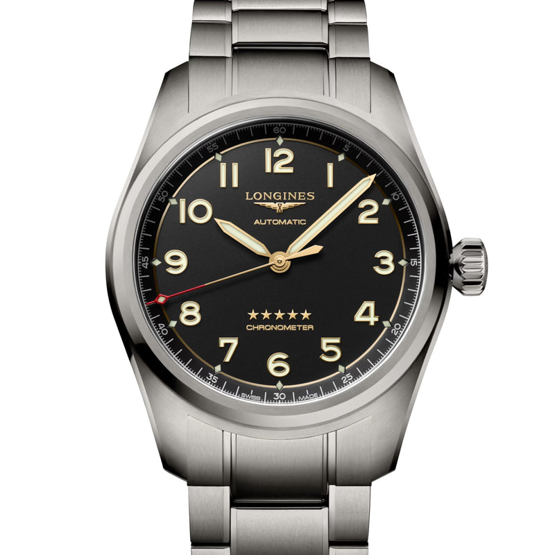 Pre-owned Longines Spirit 42MM Automatic Chronometer Black Titanium Watch L38111536