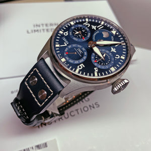 Pre-Owned IWC IW503605 Blue Big Pilot’s Watch Perpetual Calendar