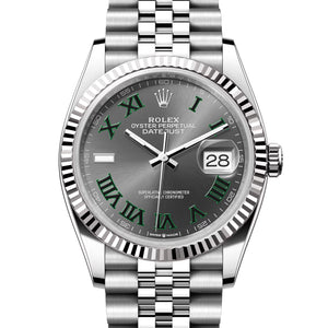 Pre-owned Rolex Oystersteel Datejust 36mm Wimbledon Steel Watch 126234