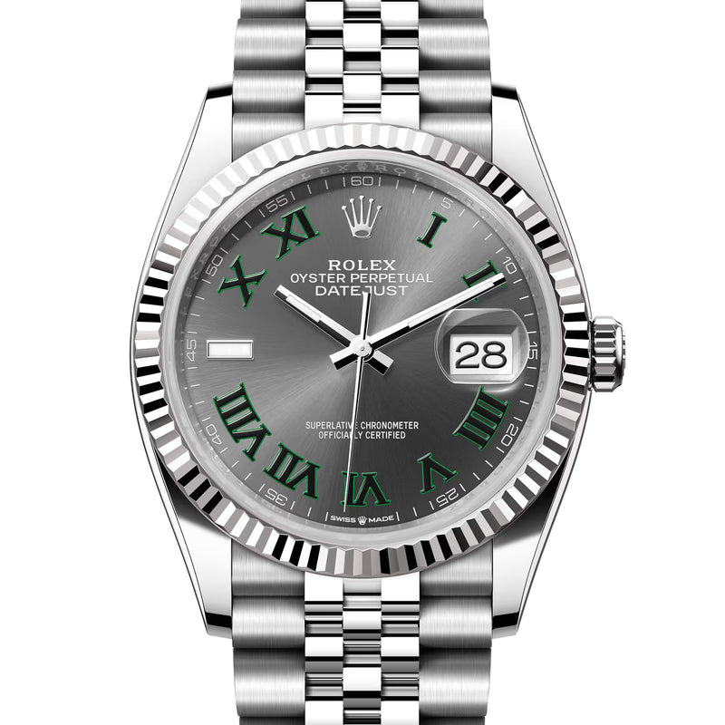 Pre-owned Rolex Oystersteel Datejust 36mm Wimbledon Steel Watch 126234