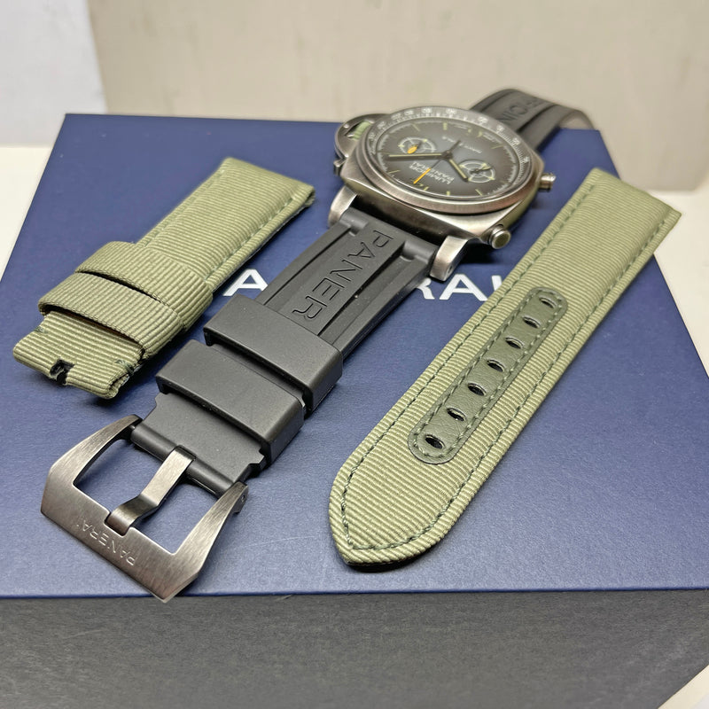 Pre-owned Panerai Luminor Chrono Navy SEALs PAM01409 Green Watch 44mm
