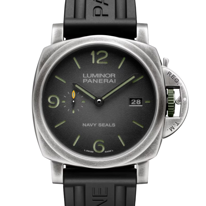 Pre-owned Panerai Luminor Chrono Navy SEALs PAM01409 Green Watch 44mm