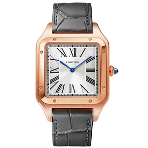 Pre-Owned Cartier Santos-Dumont XL Watch Rose Gold Grey WGSA0032