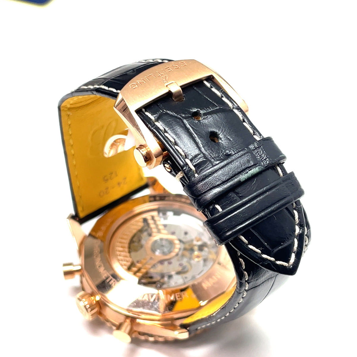 Pre-owned Breitling Rose Gold Silver Black Navitimer B01 Chronograph 46 Watch RB0137