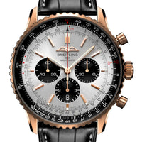 Pre-owned Breitling Rose Gold Silver Black Navitimer B01 Chronograph 46 Watch RB0137