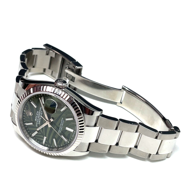 Pre-Owned Rolex 36mm Datejust Oyster Palm Green Jungle Dial Watch 126234 2021