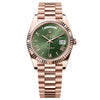 Pre-owned Rolex Day-Date Olive Green 40mm Oyster President Everose Gold M228235