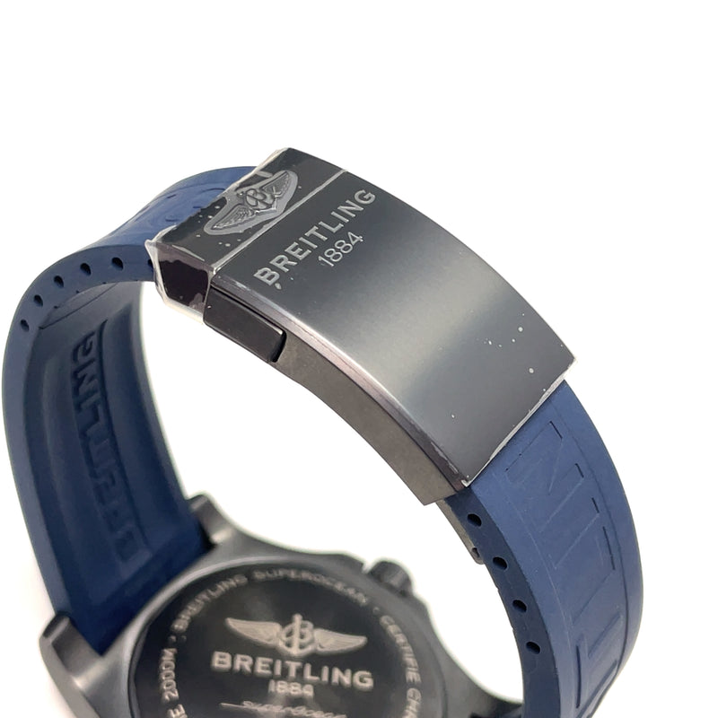 Pre-owned Breitling Blue Superocean Automatic 46mm Black Steel DLC watch