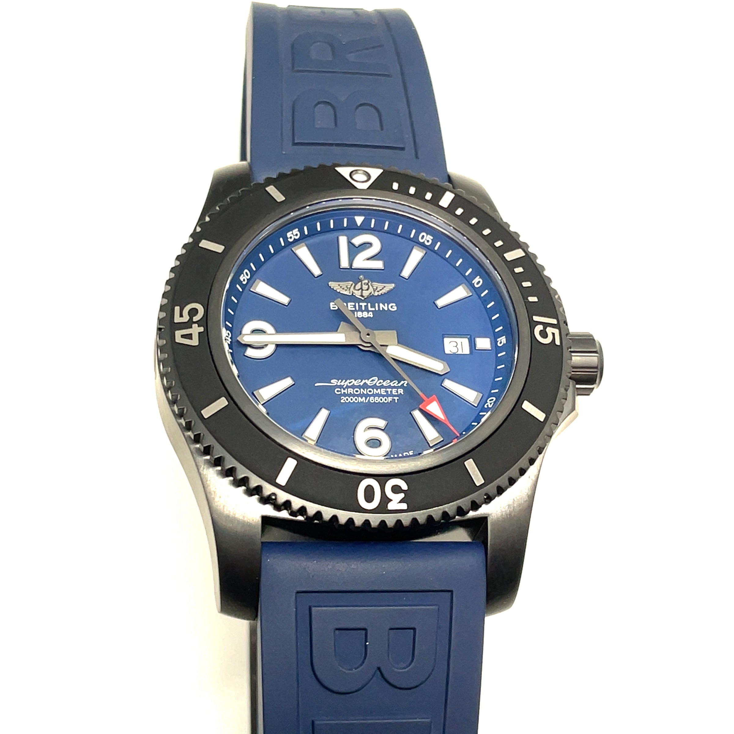 Pre-owned Breitling Blue Superocean Automatic 46mm Black Steel DLC watch