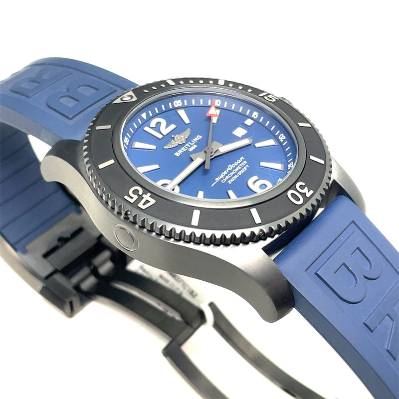 Pre-owned Breitling Blue Superocean Automatic 46mm Black Steel DLC watch