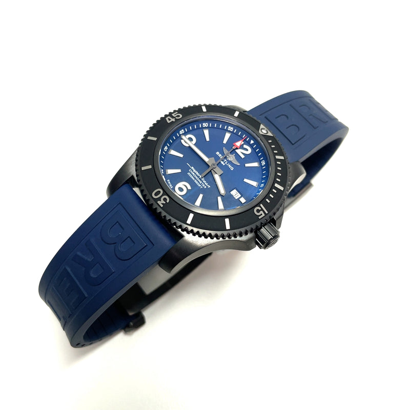 Pre-owned Breitling Blue Superocean Automatic 46mm Black Steel DLC watch