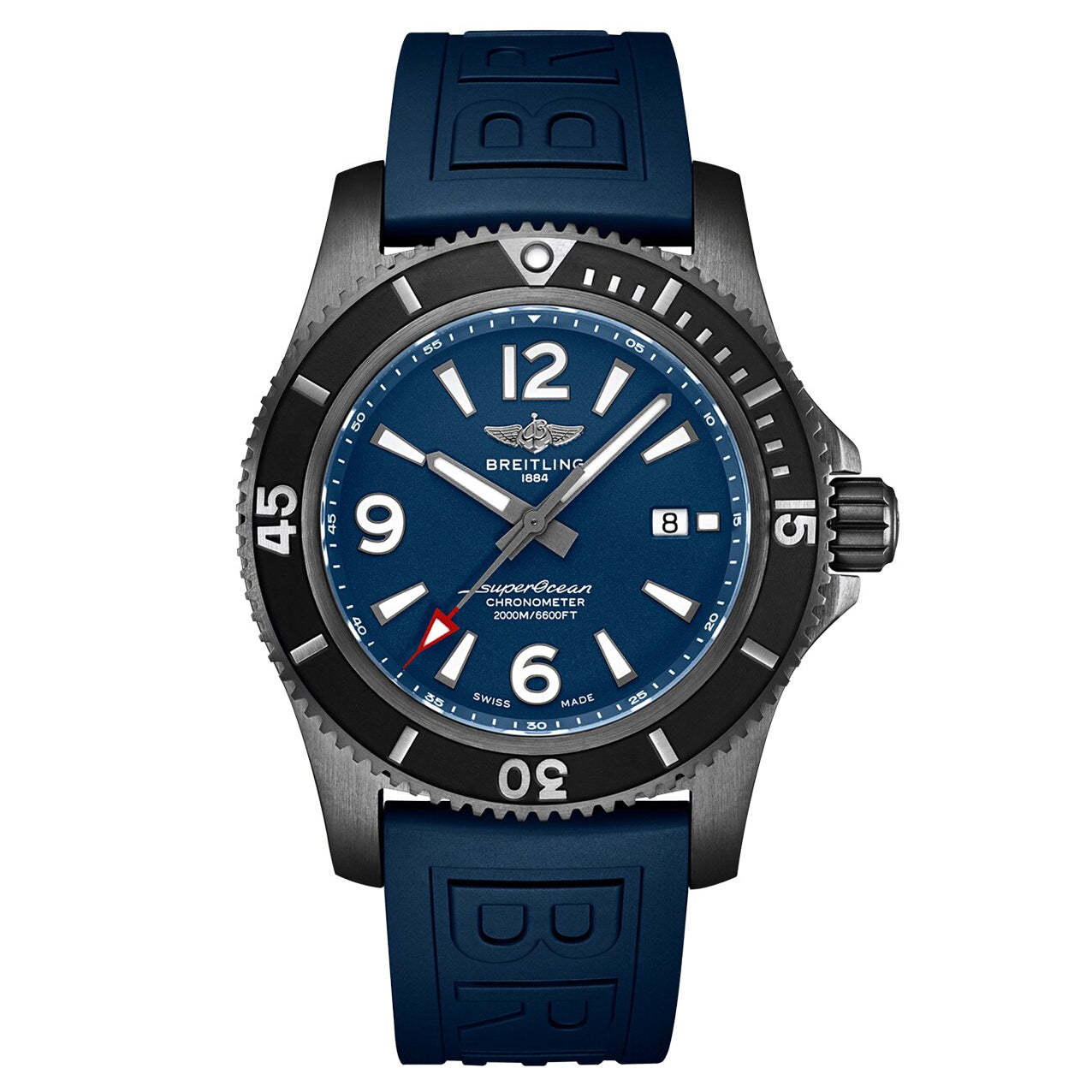 Pre-owned Breitling Blue Superocean Automatic 46mm Black Steel DLC watch