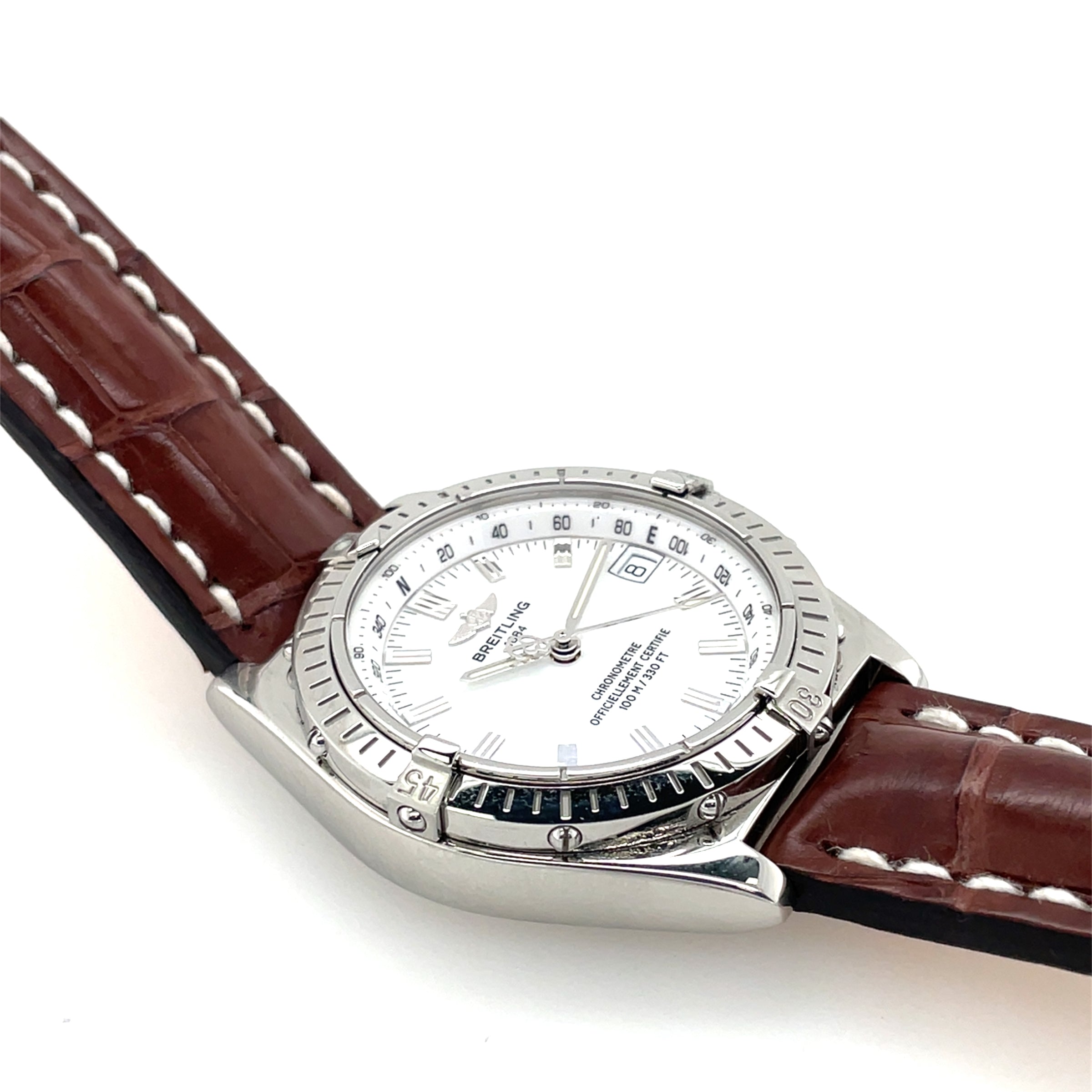 Pre-owned Breitling Windrider Wings Steel White A10350 38mm