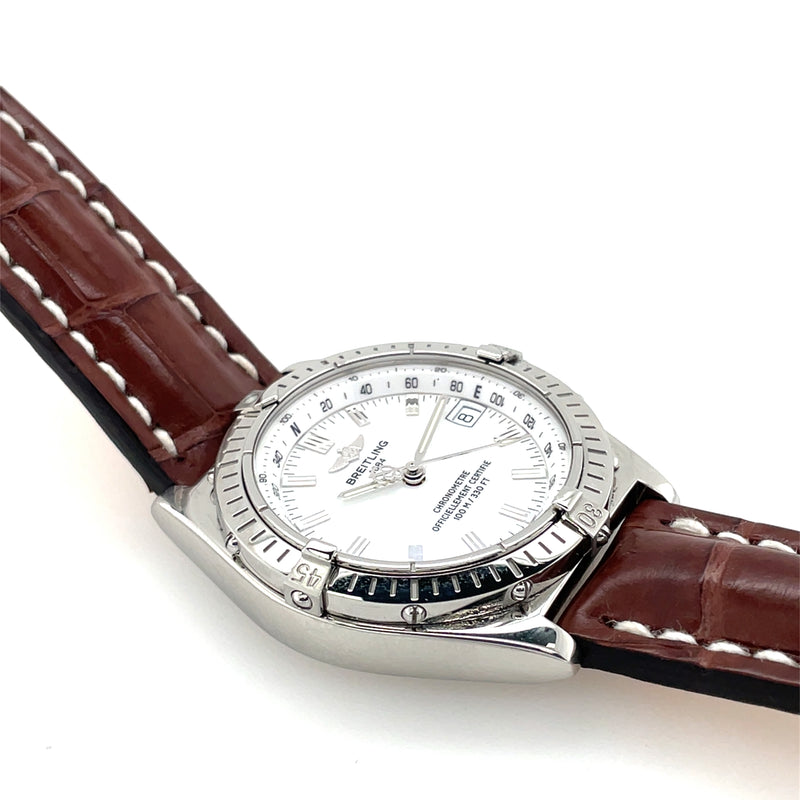 Pre-owned Breitling Windrider Wings Steel White A10350 38mm