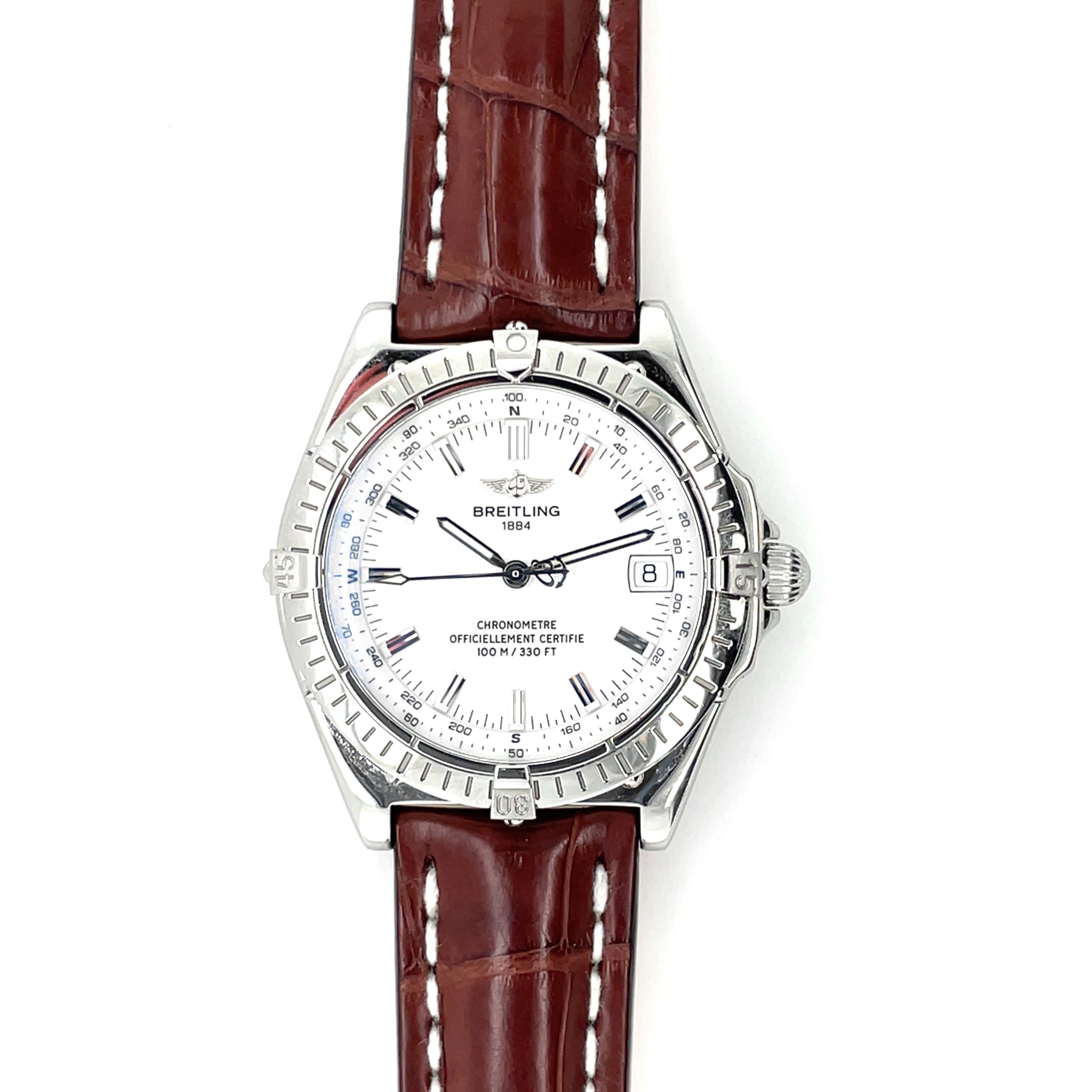 Pre-owned Breitling Windrider Wings Steel White A10350 38mm
