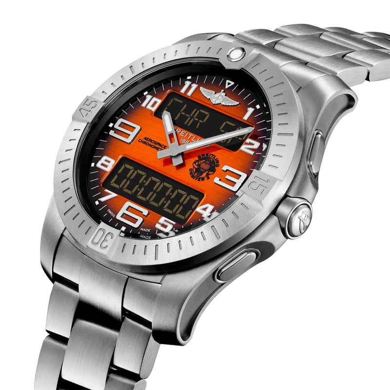 Pre-owned Breitling Professional Aerospace Orange Titanium B70 Orbiter 43mm EB70101A1O1E1