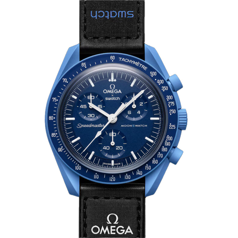 Pre-Owned Omega x Swatch Mission to Neptune Deep Navy Blue Bioceramic Watch SO33N100 - NAGI