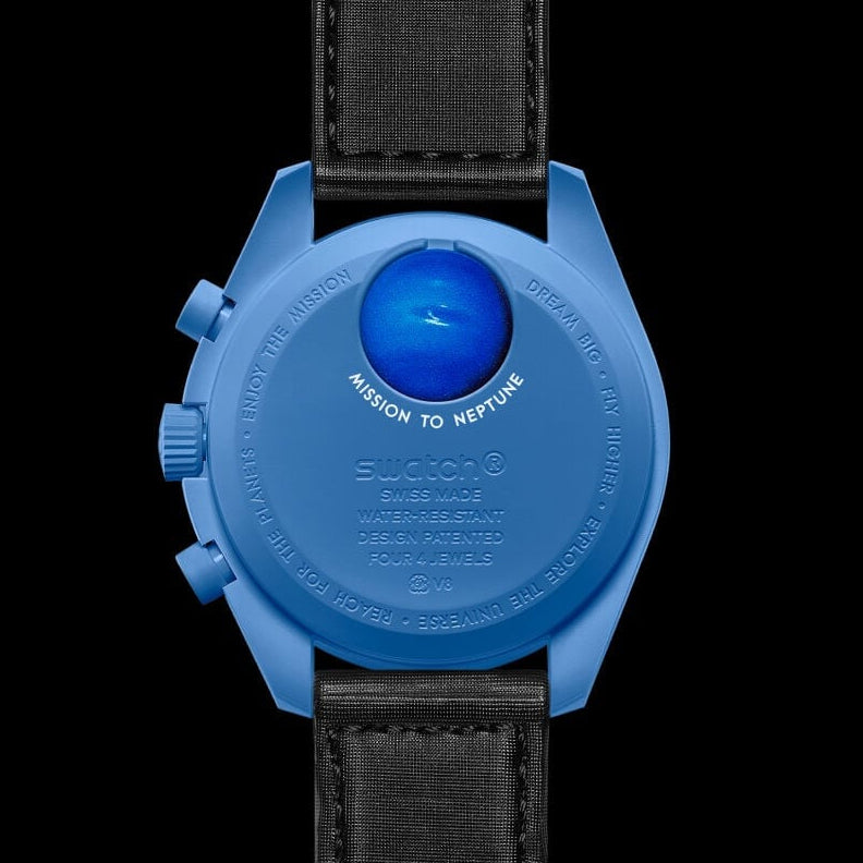 Pre-Owned Omega x Swatch Mission to Neptune Deep Navy Blue Bioceramic Watch SO33N100 - NAGI