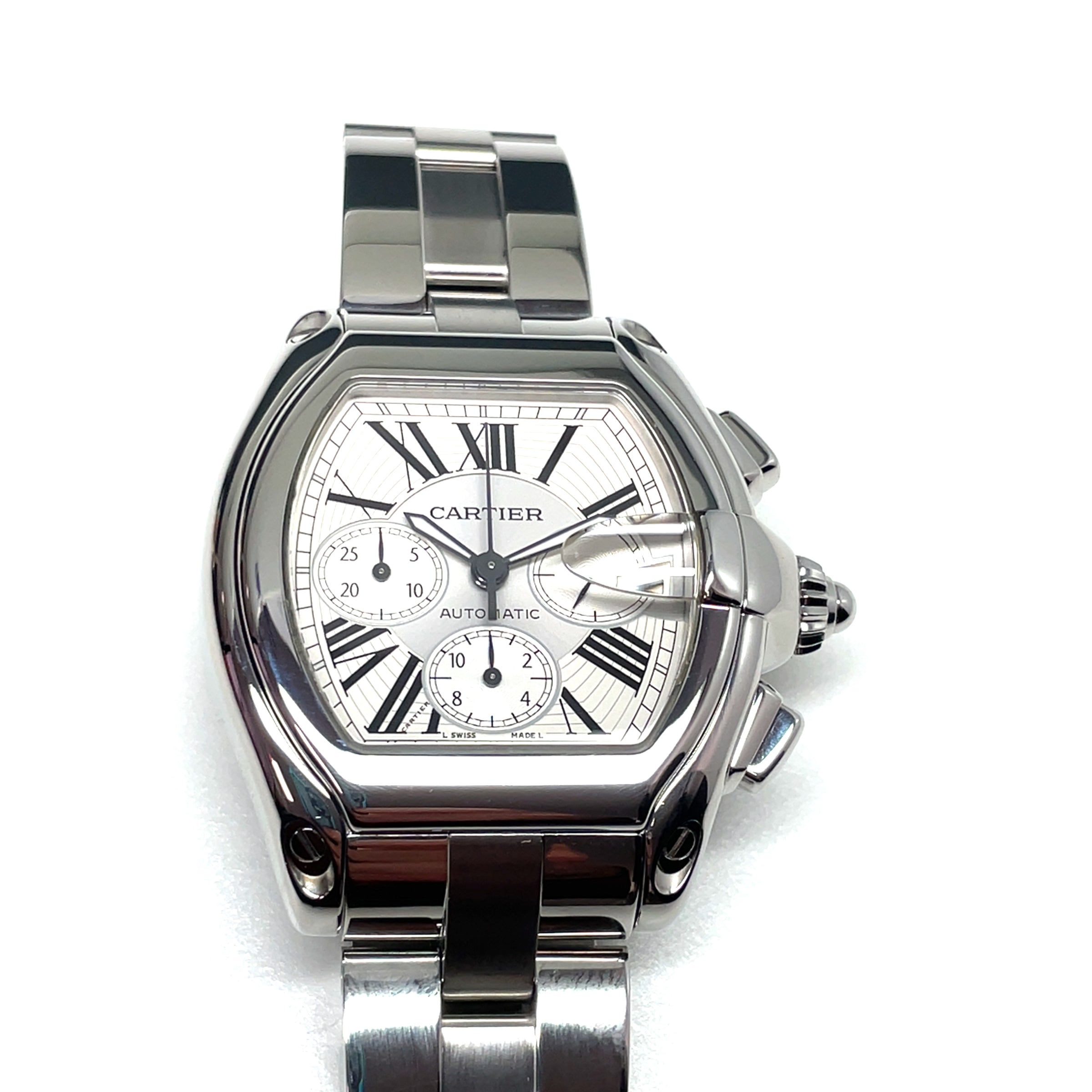 Pre-Owned Cartier Roadster 42MM Silver Dial Stainless Steel Watch W62019X6