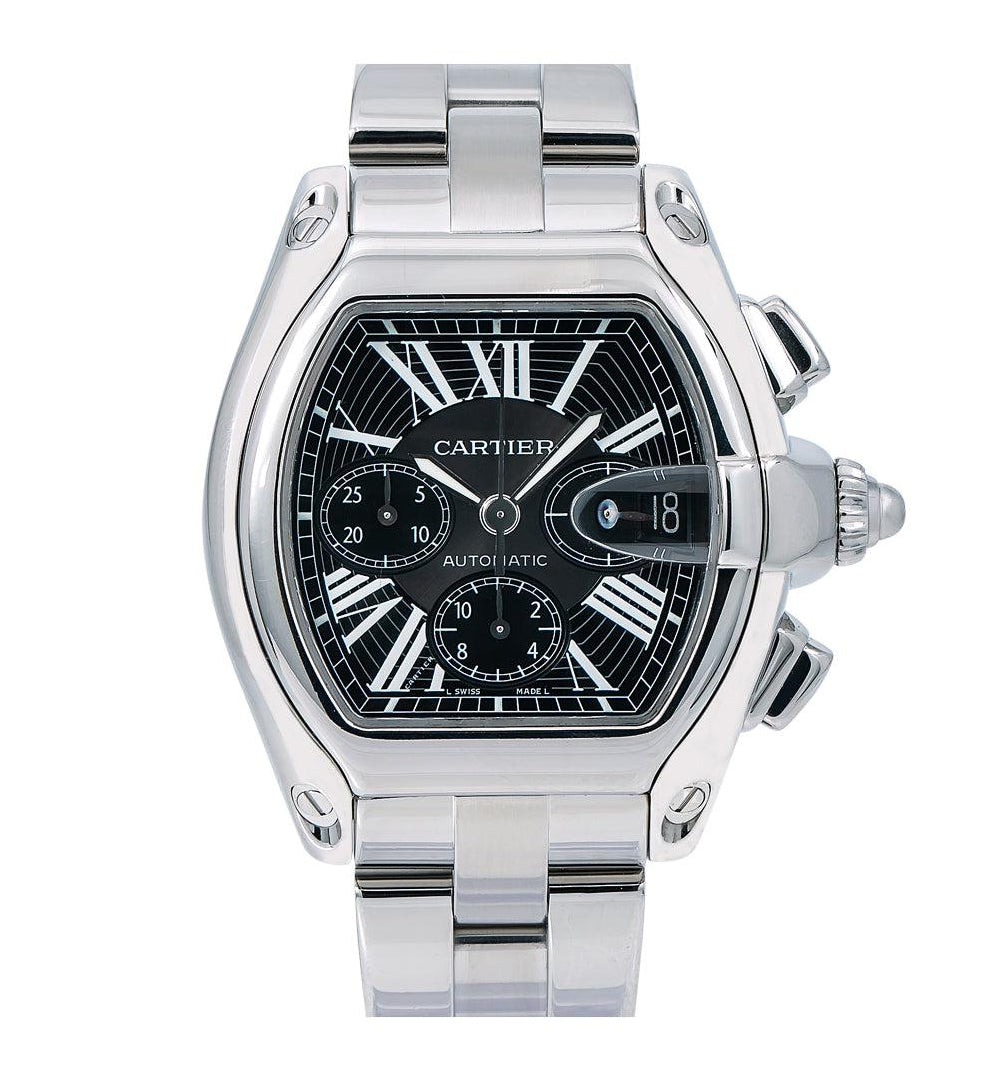 Pre-owned Cartier Roadster XL W62020X6 2618 Mens Black Dial Watch 42mm Box Papers
