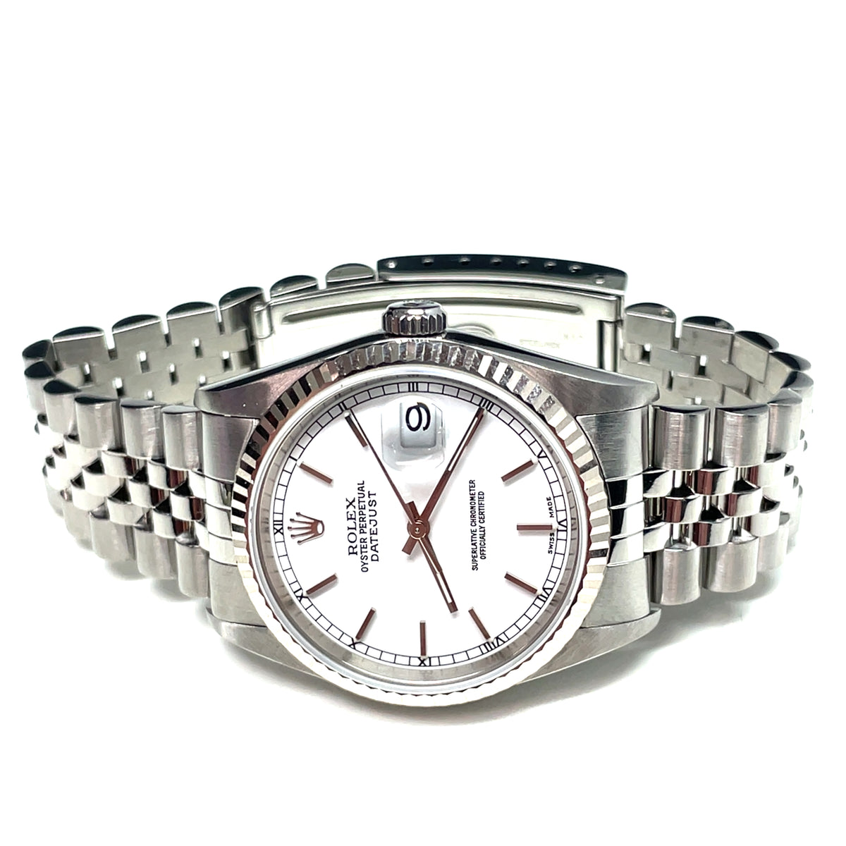 Pre-owned Rolex Datejust 16234 White Dial Jubilee Watch 36mm