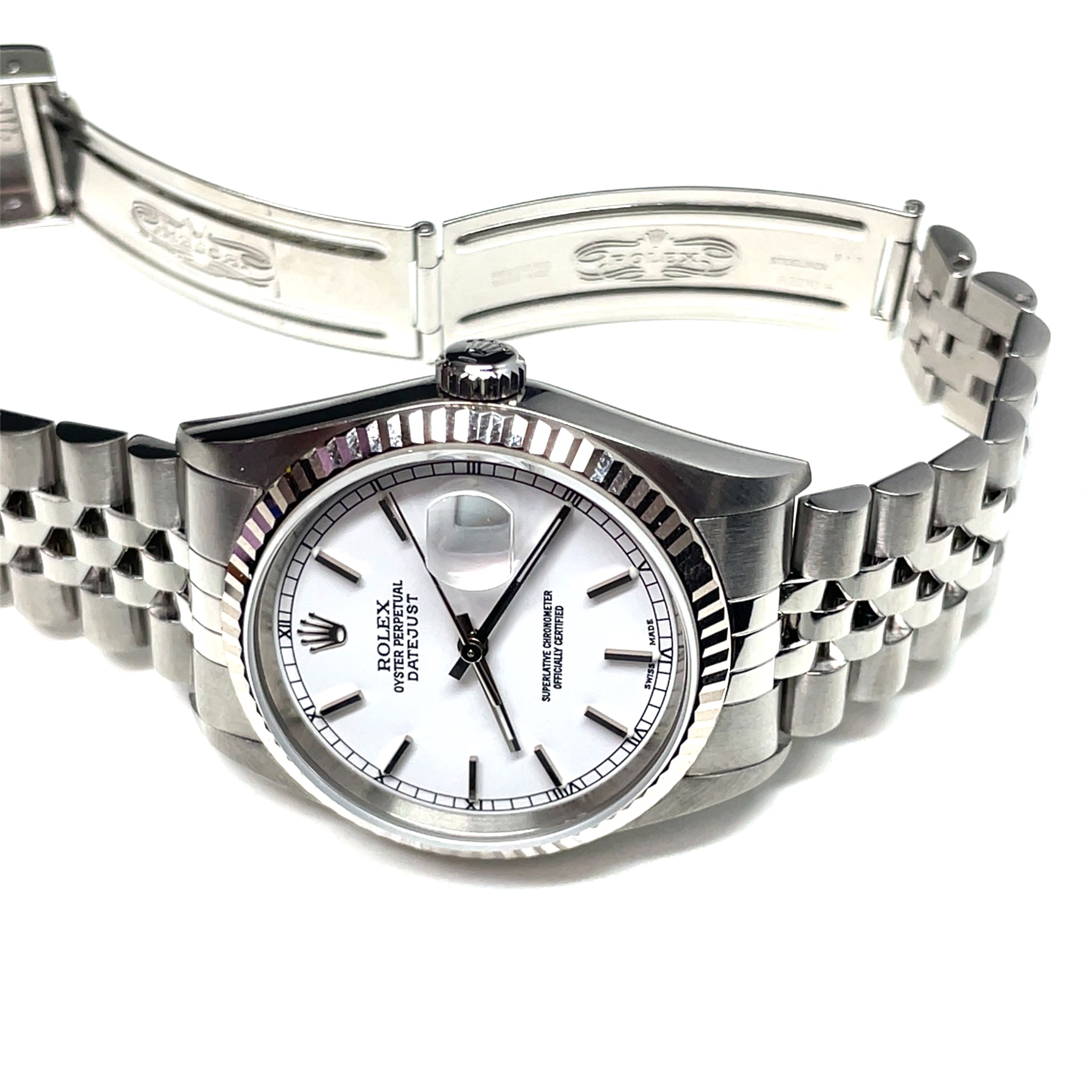 Pre-owned Rolex Datejust 16234 White Dial Jubilee Watch 36mm