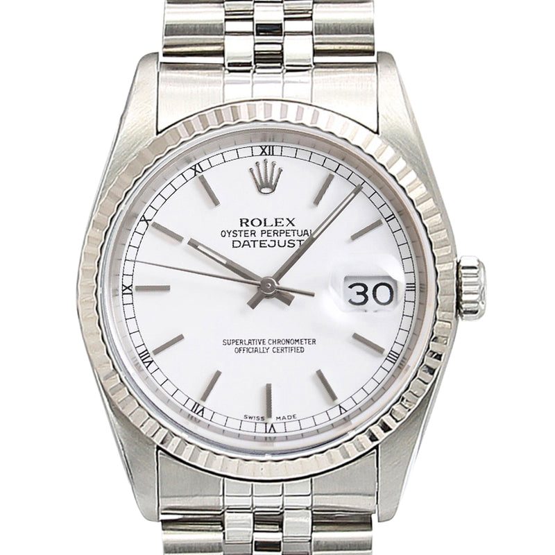 Pre-owned Rolex Datejust 16234 White Dial Jubilee Watch 36mm - NAGI