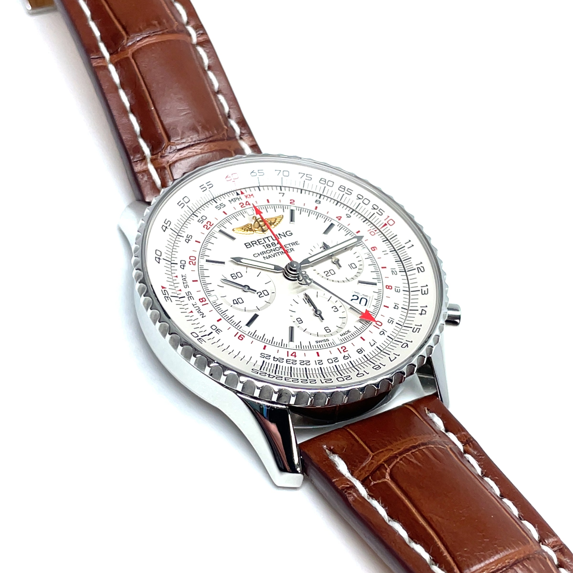 Pre-Owned Breitling White Navitimer B04 GMT 48mm AB044121