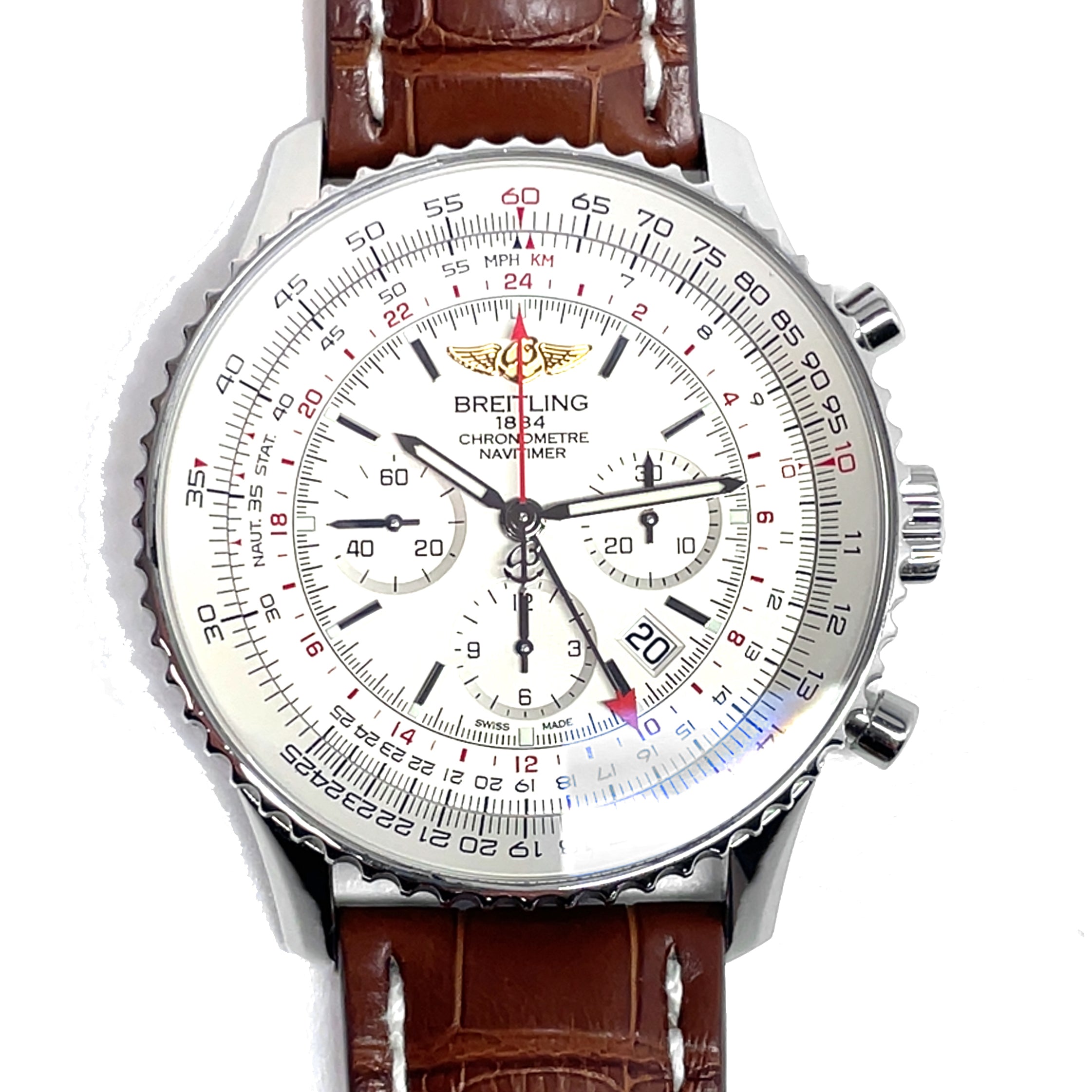Pre-Owned Breitling White Navitimer B04 GMT 48mm AB044121