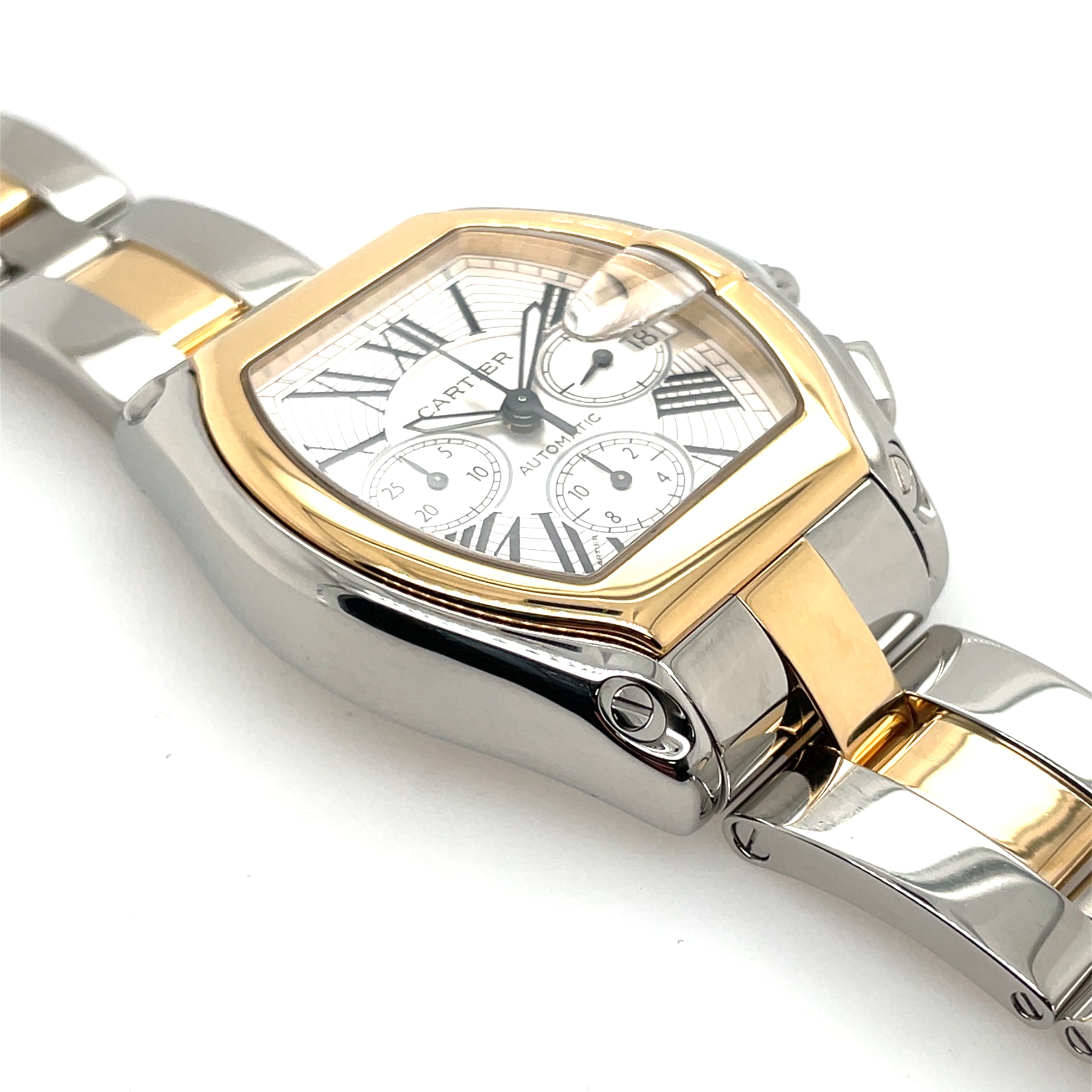 Pre-owned Cartier Roadster XL Gold & Steel Chronograph W62027Z1 Watch