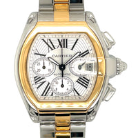 Pre-owned Cartier Roadster XL Gold & Steel Chronograph W62027Z1 Watch