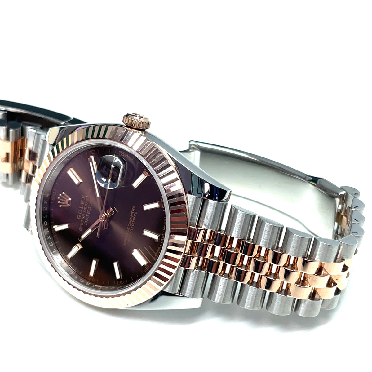 Pre-owned Rolex Datejust 41mm126331 Chocolate Brown Dial Rose Gold Mens Jubilee Watch Box & Certificate - NAGI