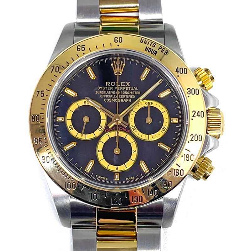Pre-Owned 1999 Rolex Cosmograph Oyster Daytona Gold Steel Black Dial 16523 40mm - NAGI