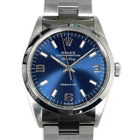 Pre-owned 2001 Rolex Air King 3,6,9 Blue Dial Stainless Steel Watch Ref.14000M 34.5mm