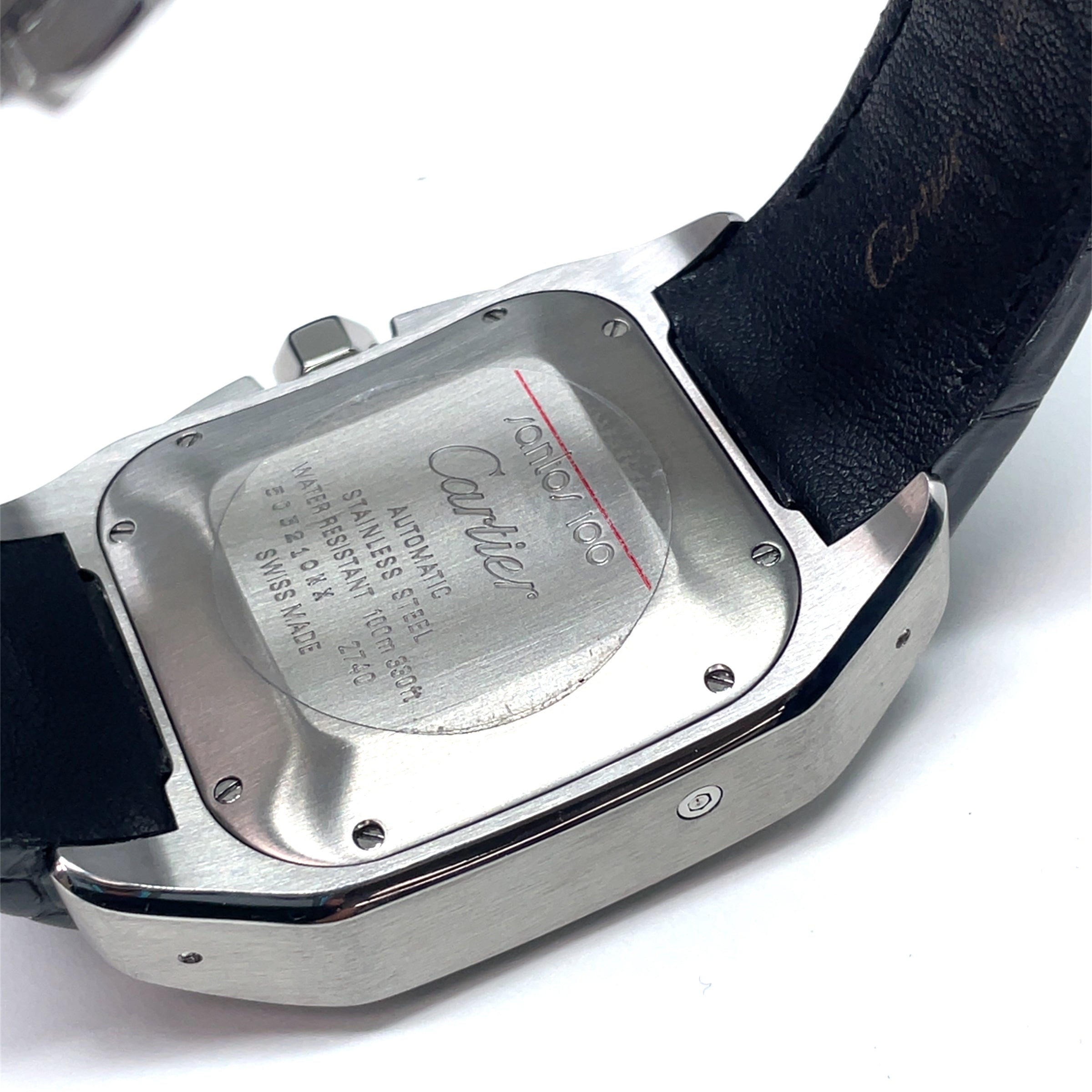 Pre-owned Cartier Santos 100-XL chronographW20090X8 Silver 42mm Watch