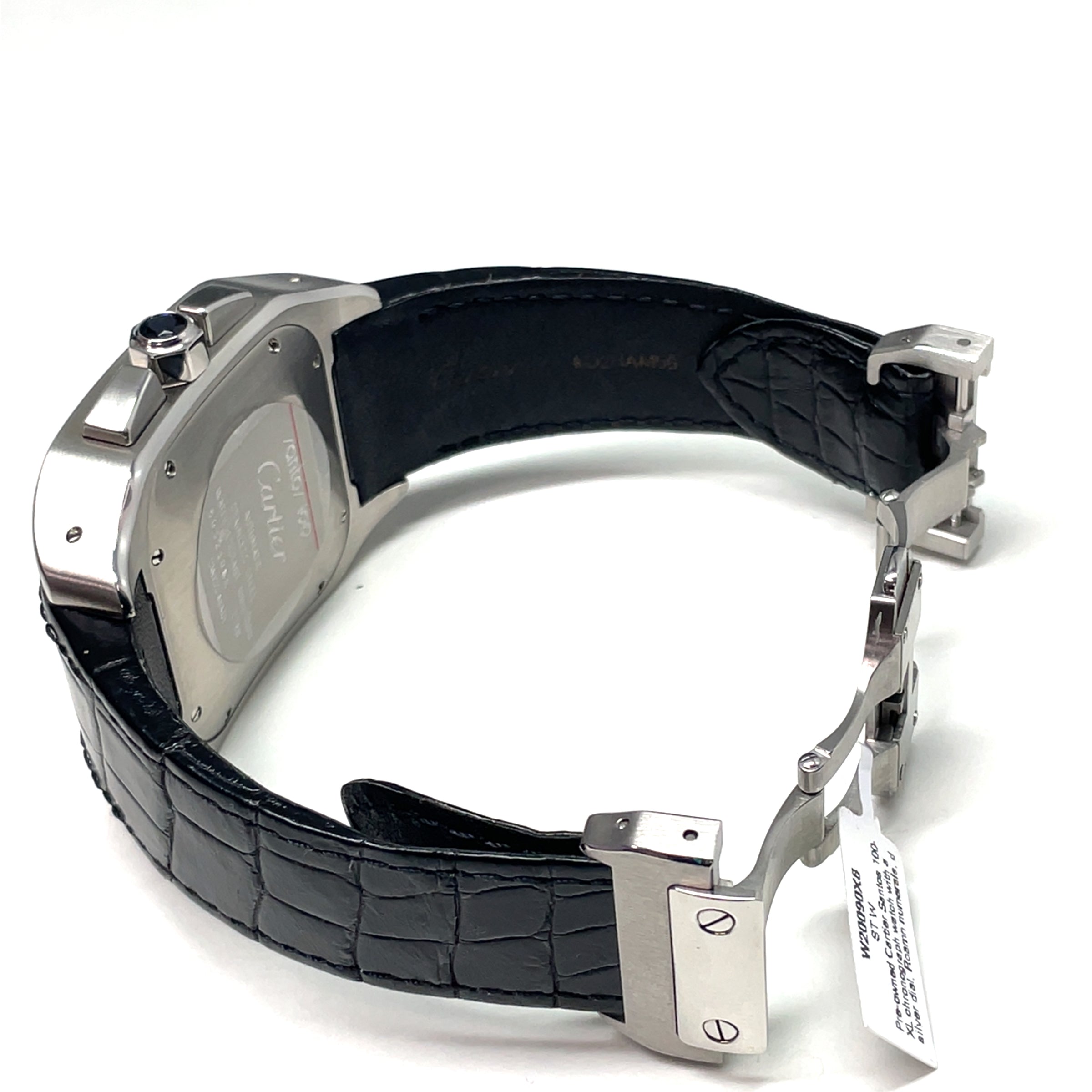 Pre-owned Cartier Santos 100-XL chronographW20090X8 Silver 42mm Watch