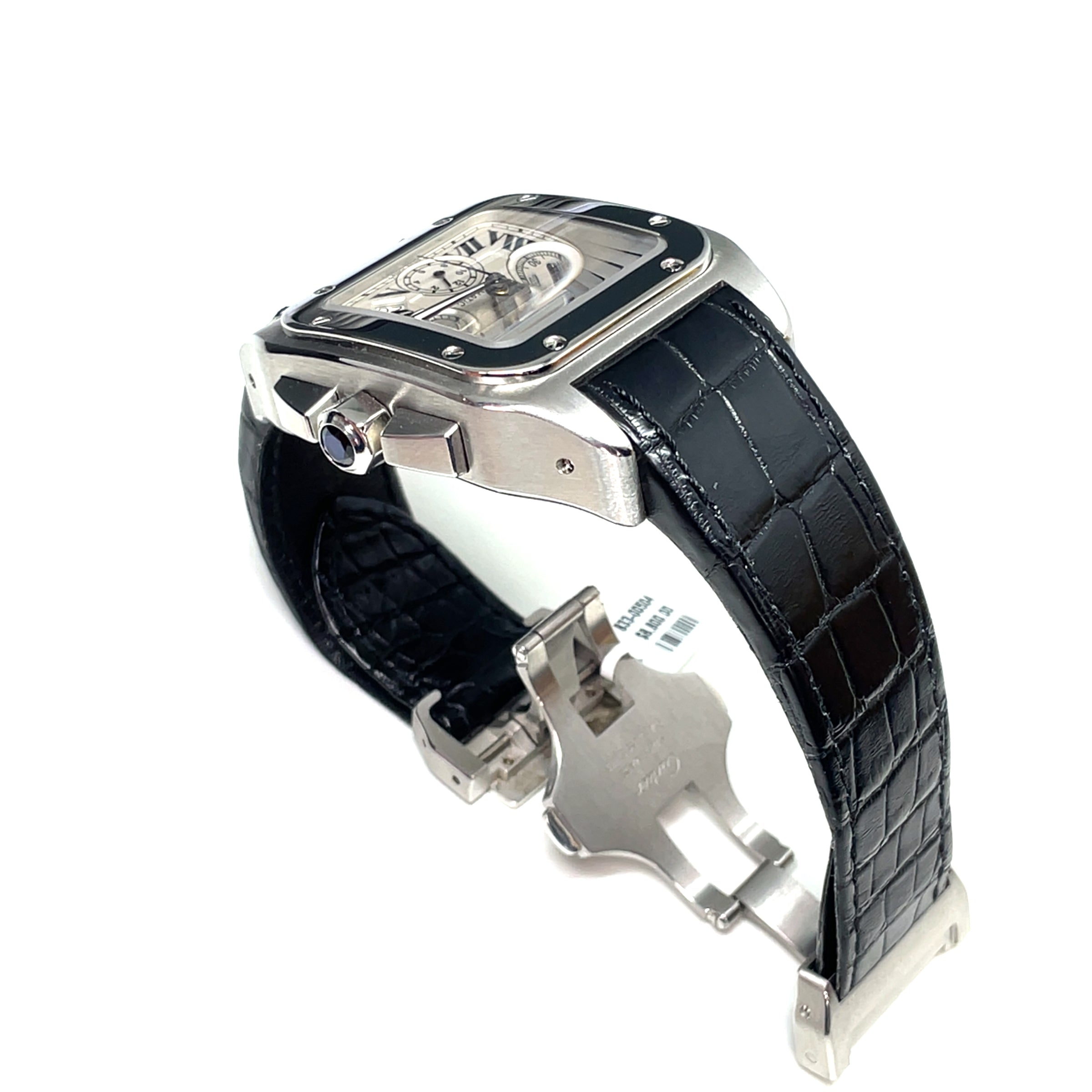 Pre-owned Cartier Santos 100-XL chronographW20090X8 Silver 42mm Watch