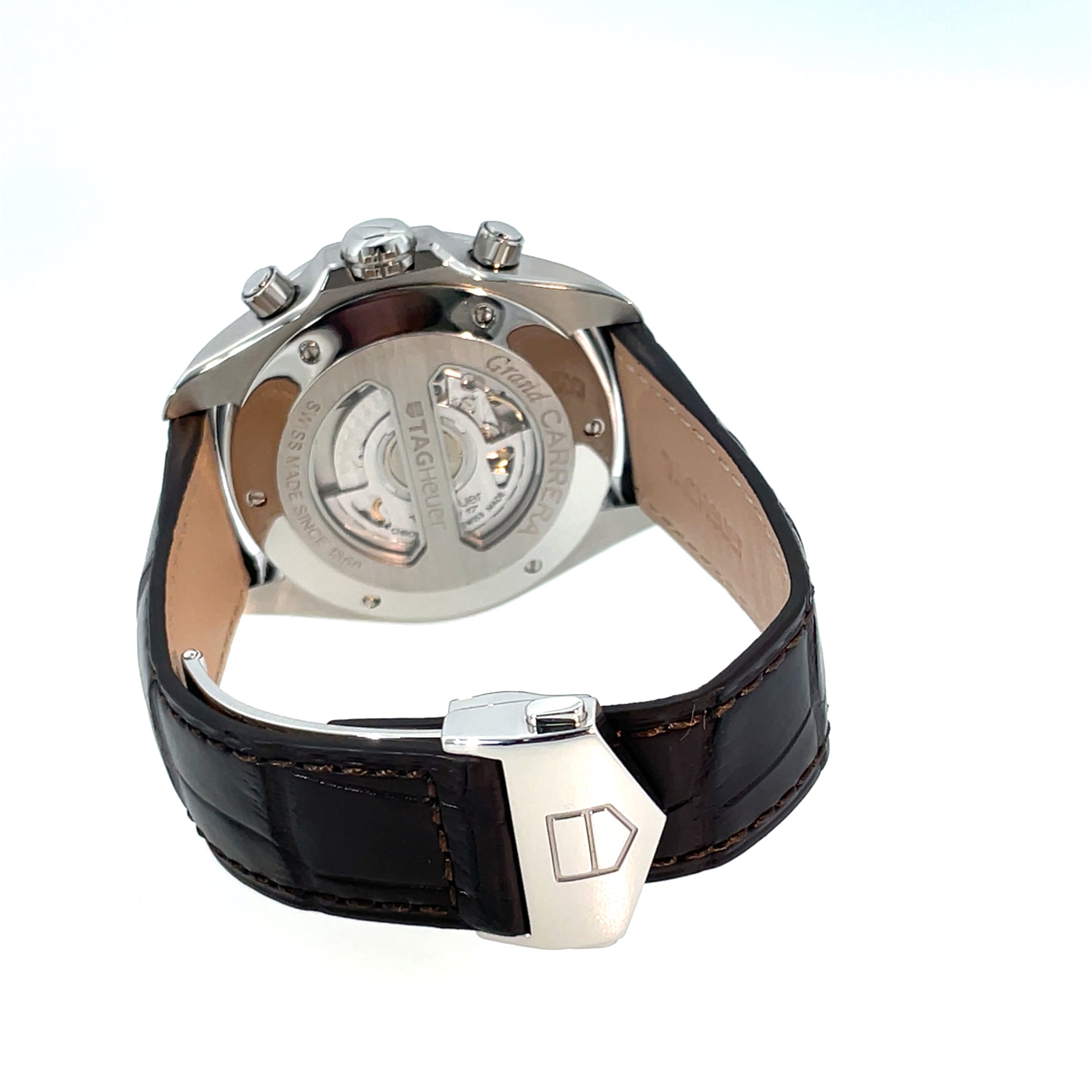 Pre-owned Tag Heuer Grand Carrera Cal. 17 Brown Chronograph 43mm Watch CAV511E.FC6231